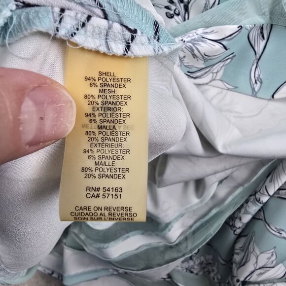 Floral Sleeveless Mint Green & White Fit And Flare Midi Dress 94% Polyester Mesh - Picture 5 of 8